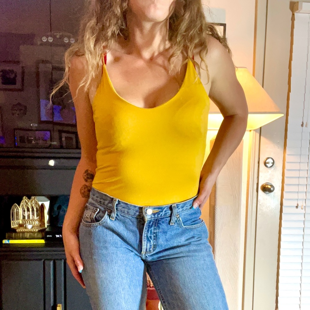 Yellow Spaghetti Strap Bodysuit